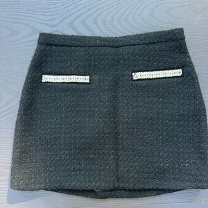 Aqua Tweed Skirt. Black with pearl detail. Exclusive to Bloomingdale’s